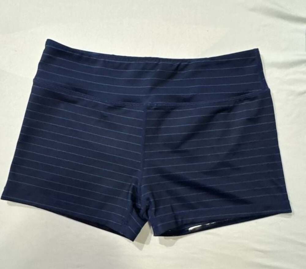 Z617 IAB MFG Women's Navy Striped Compression Workout Shorts